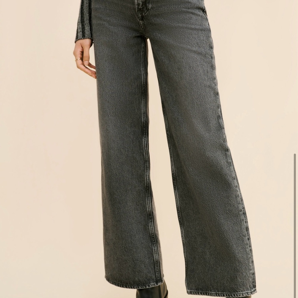 Samsoe Samsoe ‘Rebecca’ Charcoal High-Rise Wide-Leg Jeans